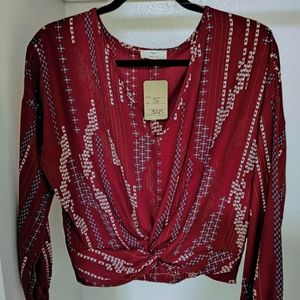 Red Blouse front twist at waist